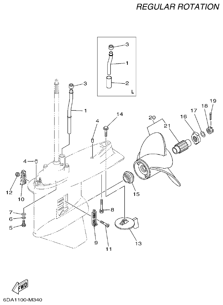 Yamaha F200FET, FL200FET LOWER CASING & DRIVE 2 parts diagram